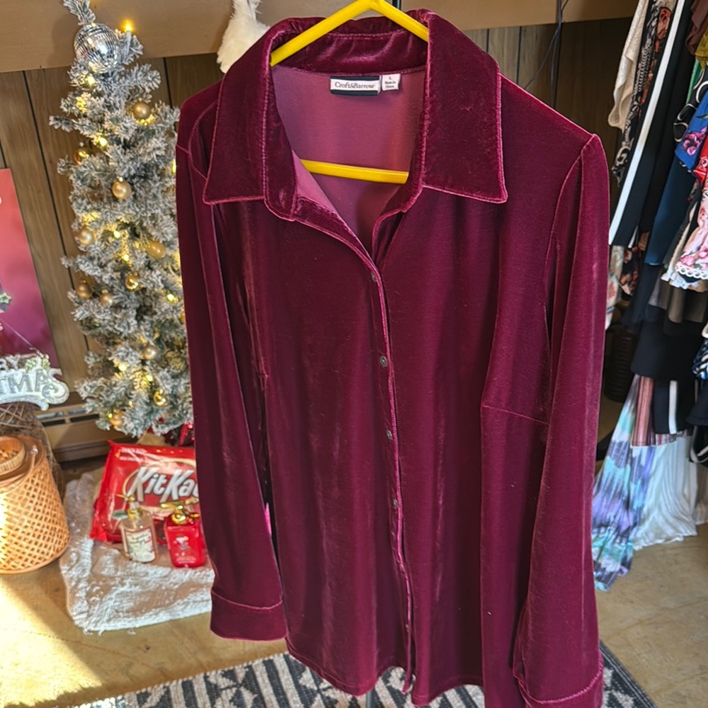 Croft & Barrow Burgundy Velvet Shirt